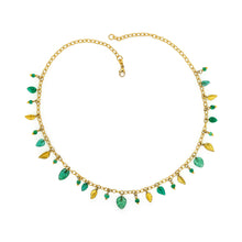 Carved Emerald Leaves Necklace