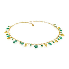 Carved Emerald Leaves Necklace