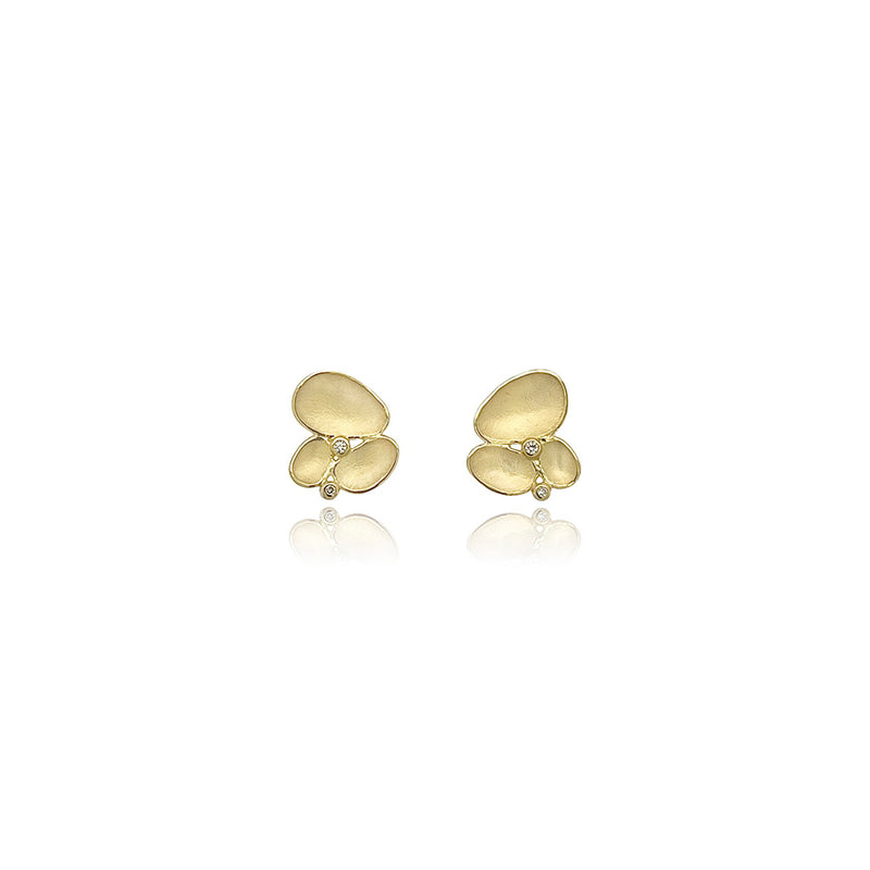 Triple Shell Earrings with Diamonds