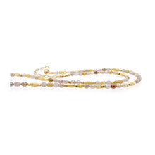 Natural Diamond Necklace with Oval Faceted Beads