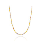 Natural diamond necklace with oval faceted beads