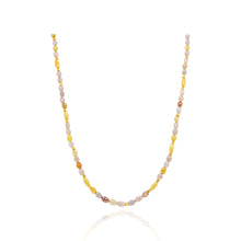 Natural diamond necklace with oval faceted beads
