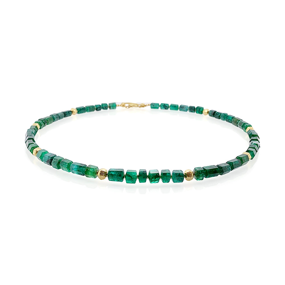 Hexagonal Emerald bead necklace