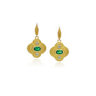 stepped quatrefoil earrings with emeralds and diamonds