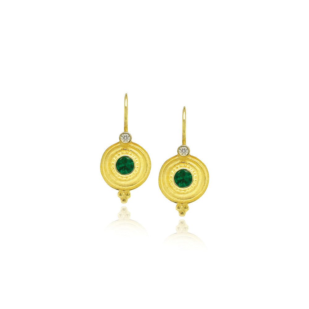 round emerald step circle earrings