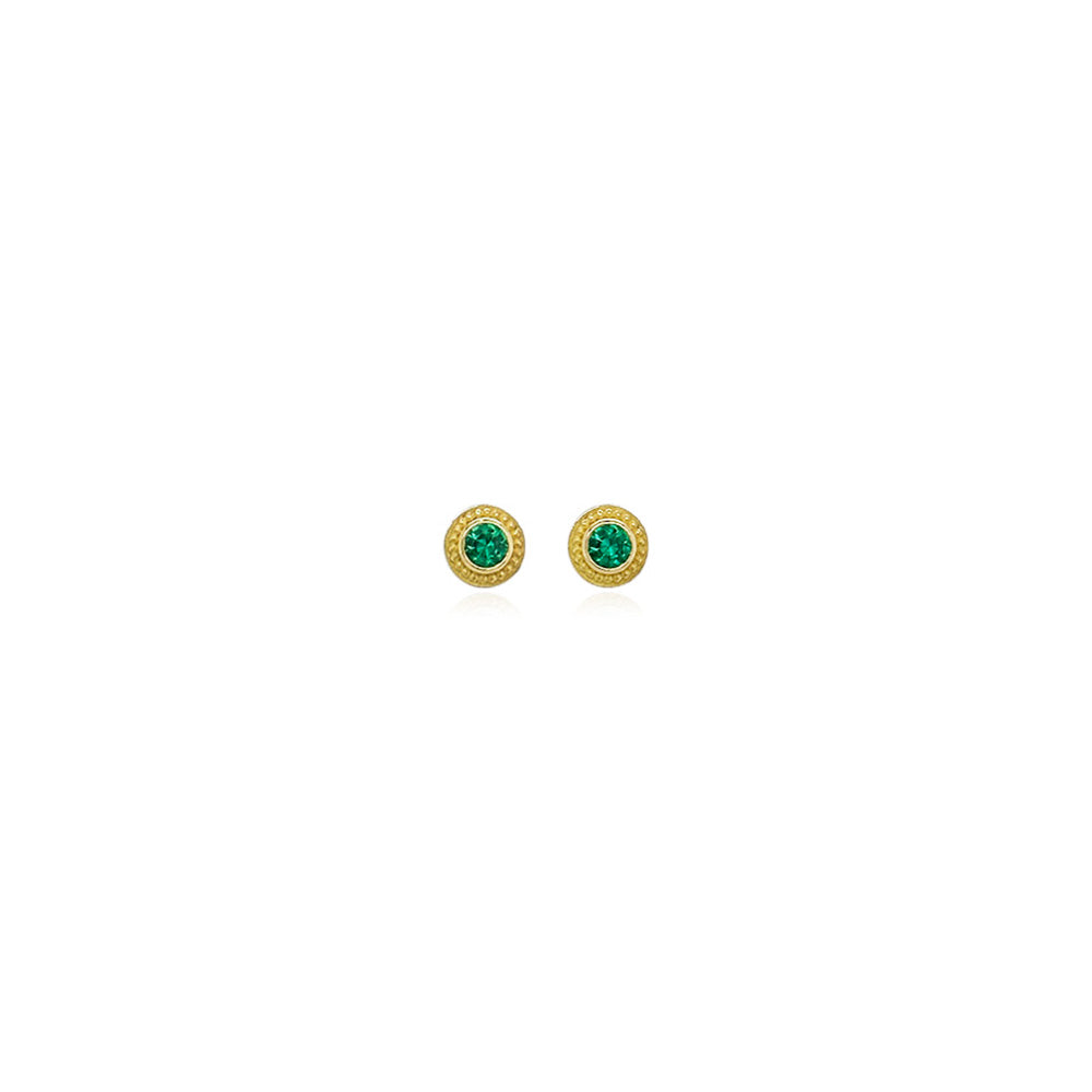 Emerald stud earrings with granulation