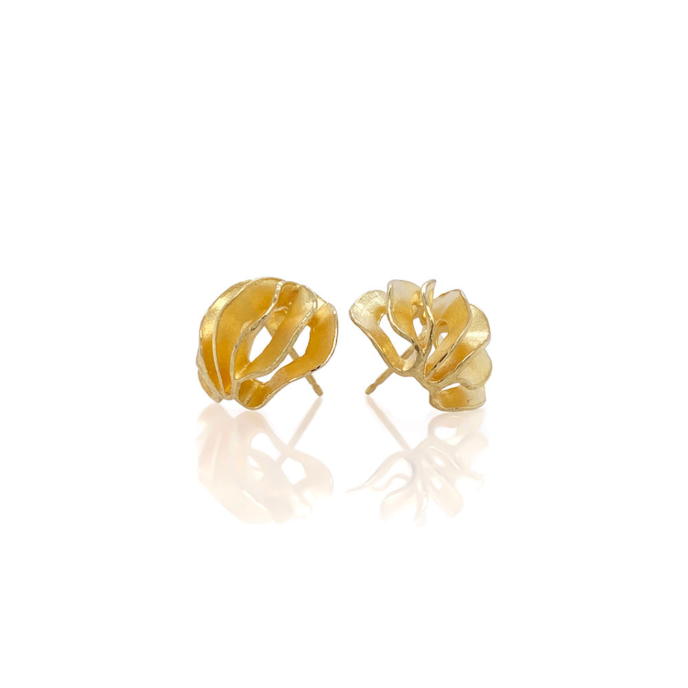 Wave Ball Earrings in 18K