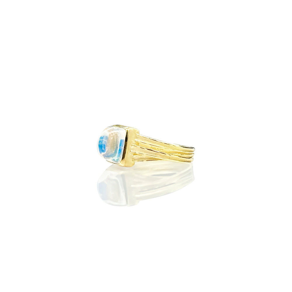 rectangular moonstone cabochon ring