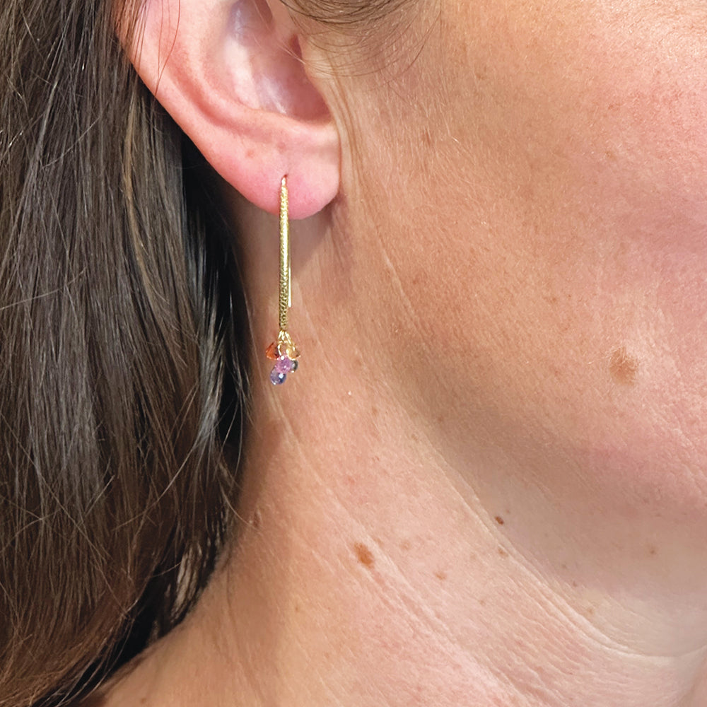 Navette Earrings with Multi-Colored Sapphires