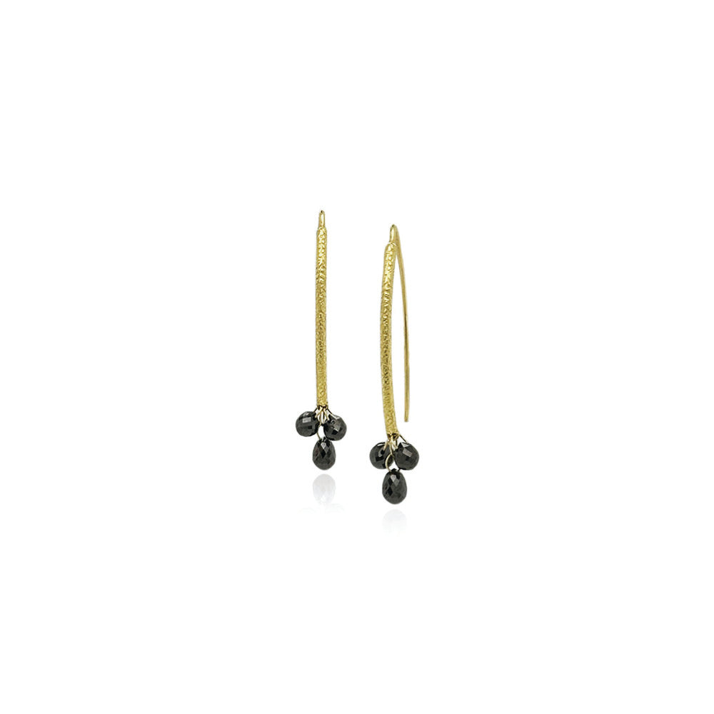 black diamond navette earrings