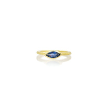 navette blue sapphire ring