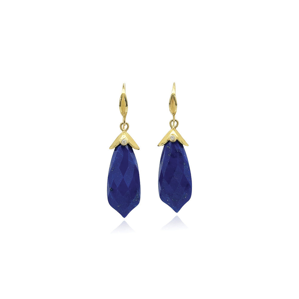 pagoda faceted lapis earrings
