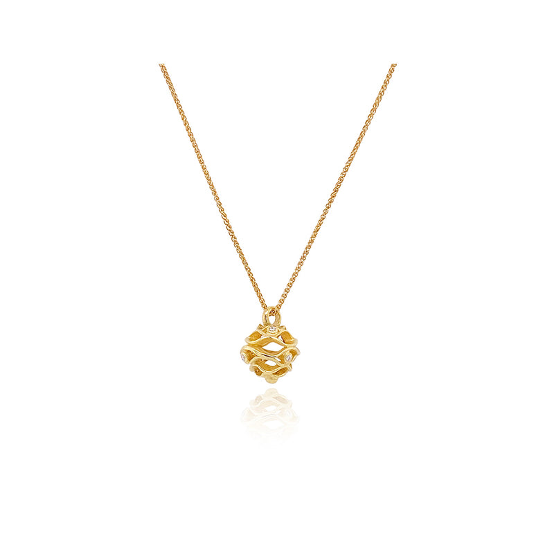 18K Peony Pendant with Diamonds