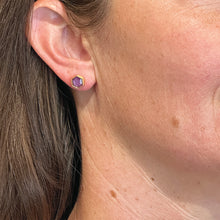 Hexagonal Ruby Stud Earrings
