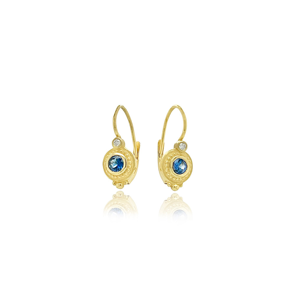 Blue Sapphire Lever-Back Earrings