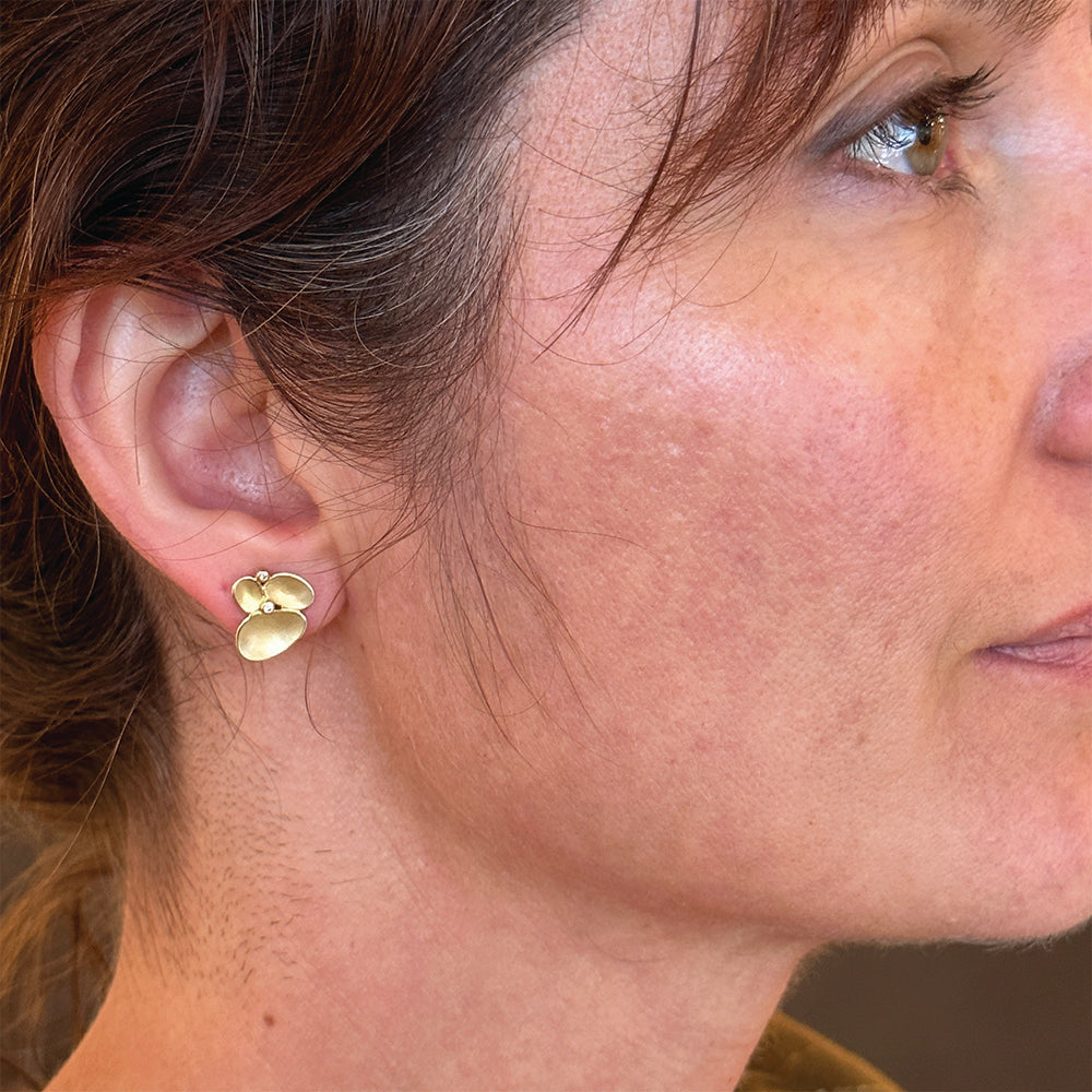 triple shell earrings with diamond