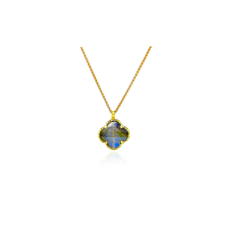 Tiny Labradorite Clover Pendant
