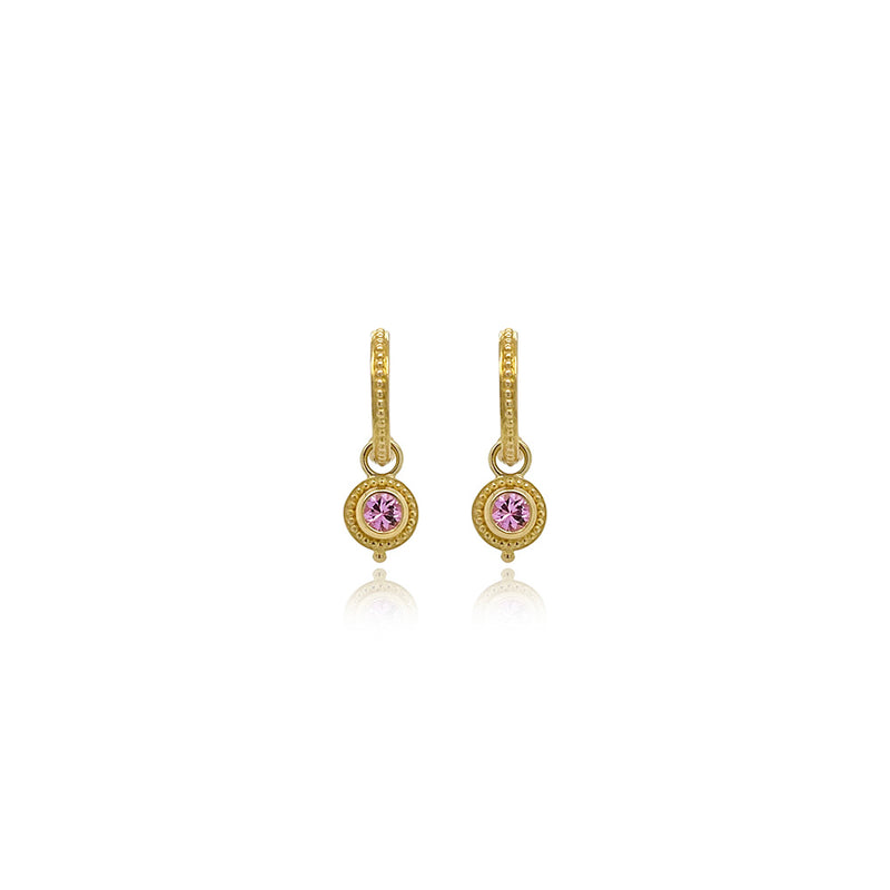 Granulated Hoop Earrings with Removable Pink Sapphire Drops