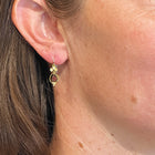 Tiny Watermelon Tourmaline Slice Drop Earrings