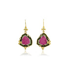 trillion shaped watermelon tourmaline slice earrings with diamonds