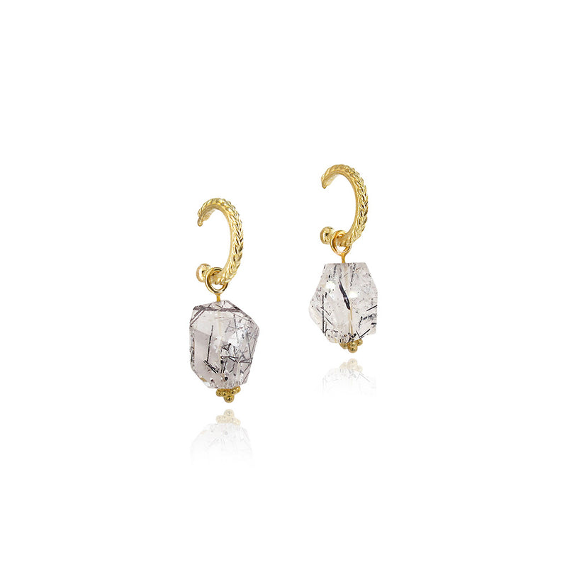 Tourmalinated Quartz Drop Earrings