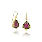 trillion shaped watermelon tourmaline slice earrings with diamonds