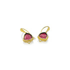 Watermelon Tourmaline Slice Earrings with Surround