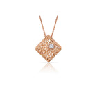rose gold square pendant with diamond