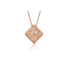 rose gold square pendant with diamond