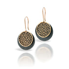18k gold disc earrings with oxidized sterling silver