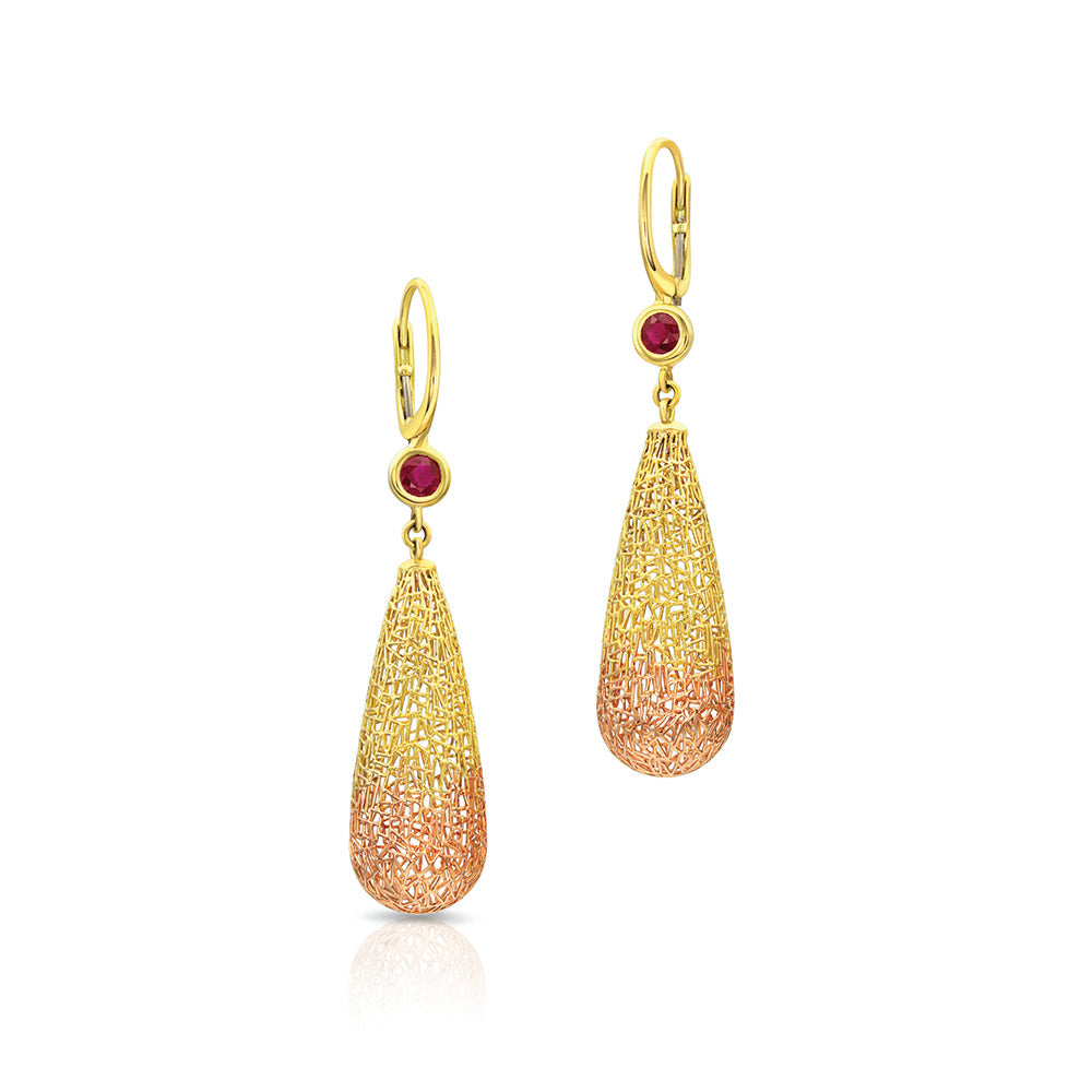 Ombre Ruby drop earrings