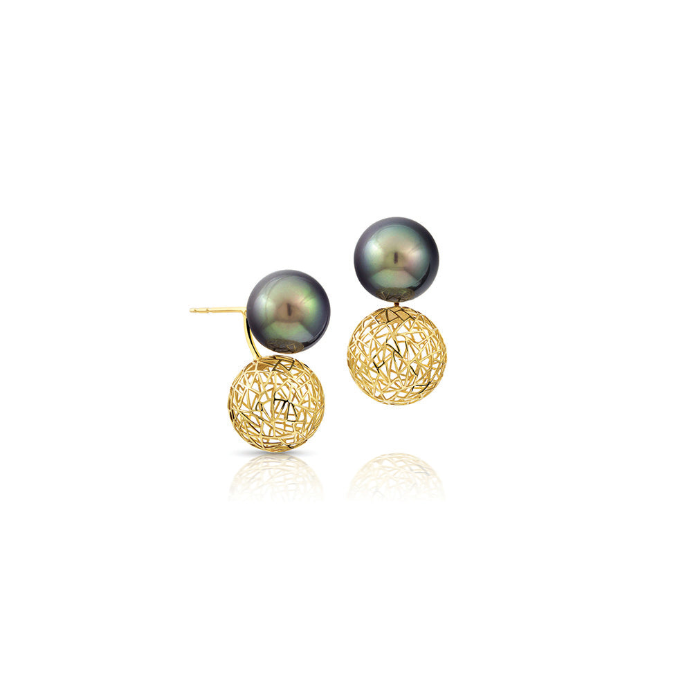 Tahitian pearl post-back sphere earrings