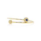 Blue sapphire cuff bracelet with gold spheres