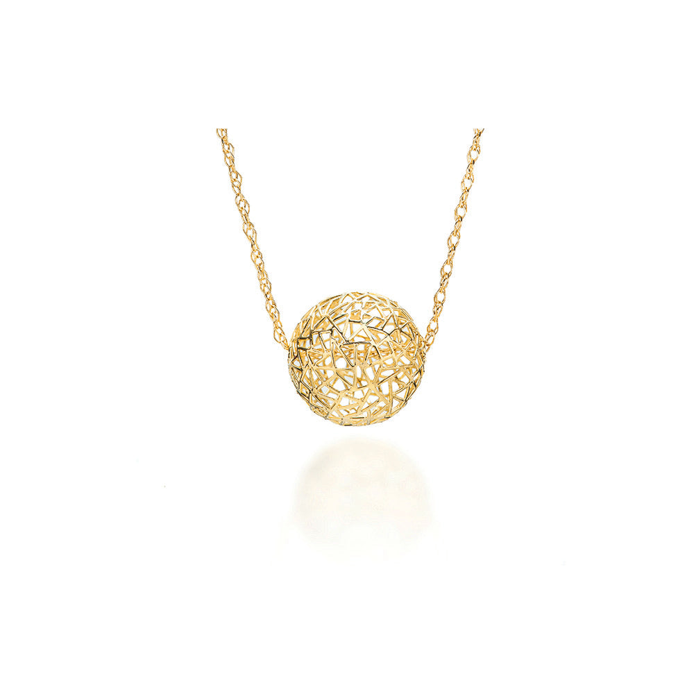 single sphere slider necklace in 18k yellow gold