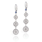 Sapphire triple drop sphere earrings in Platinum