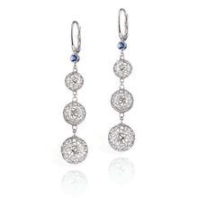 Sapphire triple drop sphere earrings in Platinum