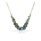 Caviar Scoop Necklace in 14K Yellow Gold and Moss Aquamarine