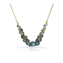 Caviar Scoop Necklace in 14K Yellow Gold and Moss Aquamarine