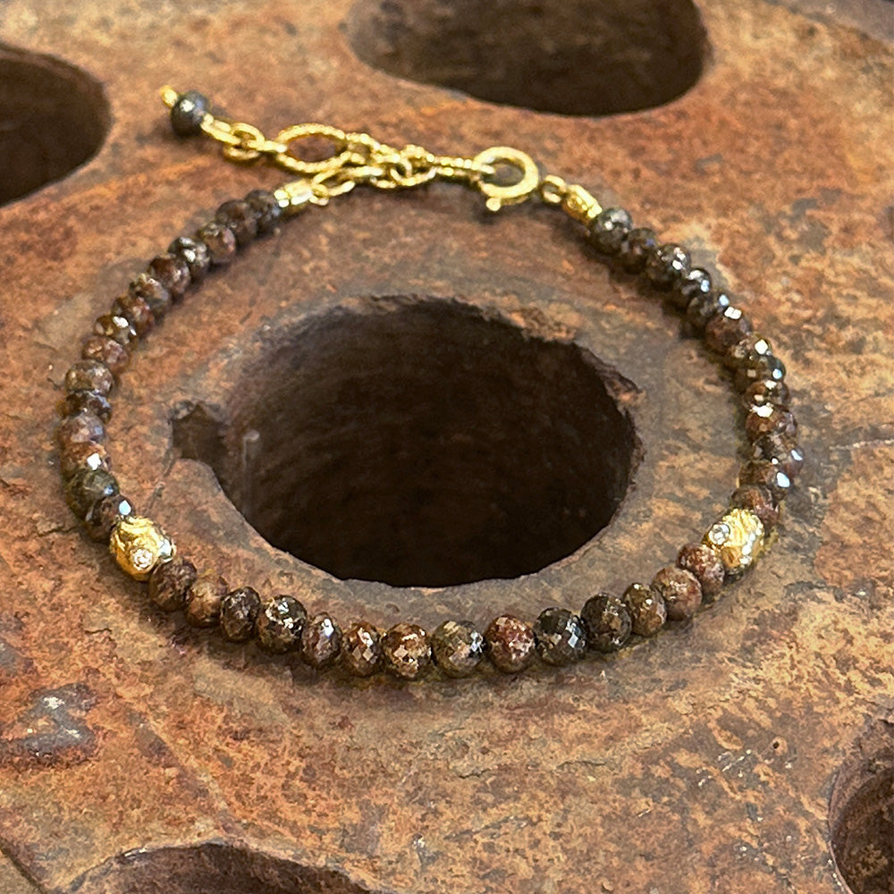 Chocolate Faceted Diamond Bead Bracelet