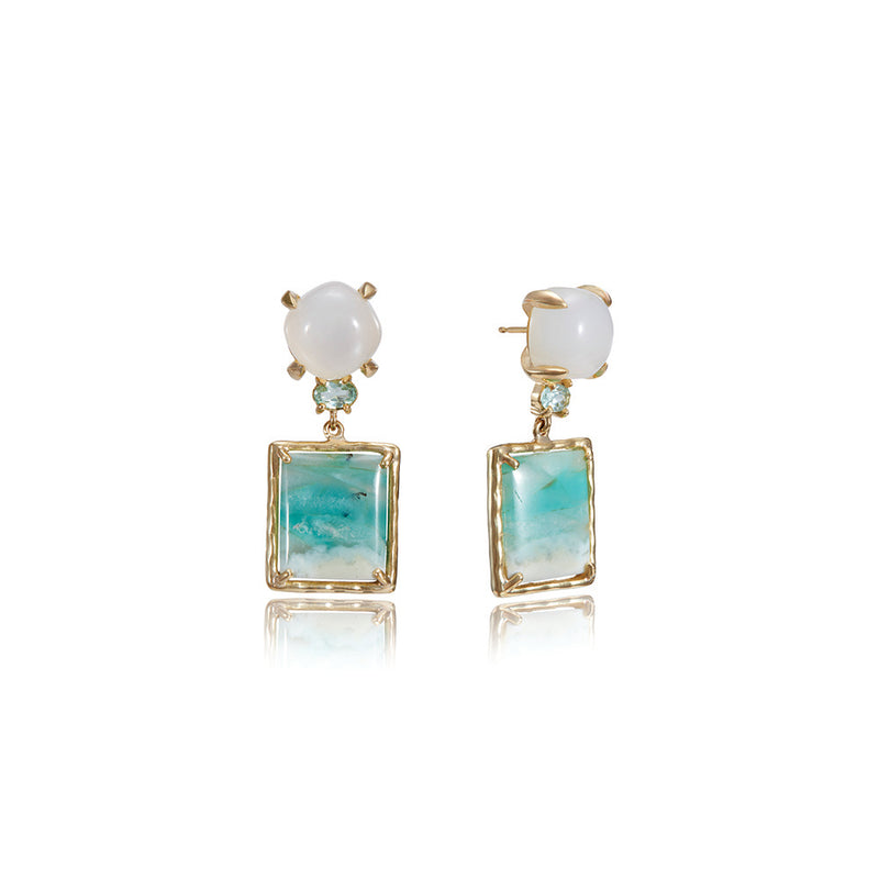 Classic Smalls with Moonstone, Pale Green Tourmaline and Opalized Wood