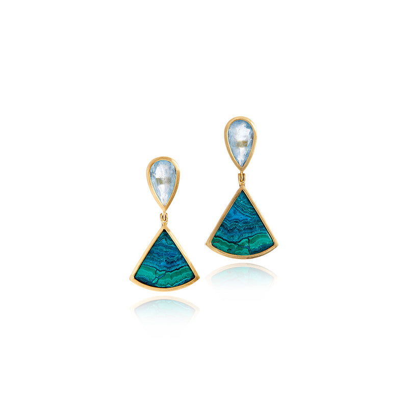Aquamarine, Chrysocolla Malachite Earrings