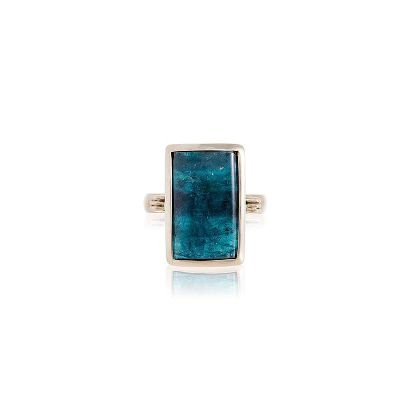 Apatite Ring in Warm 18K White Gold