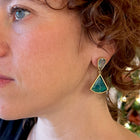 Aquamarine, Chrysocolla Malachite Earrings