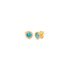 round apatite earrings with woven chain surround