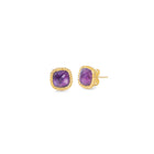 amethyst earrings with woven chain surround