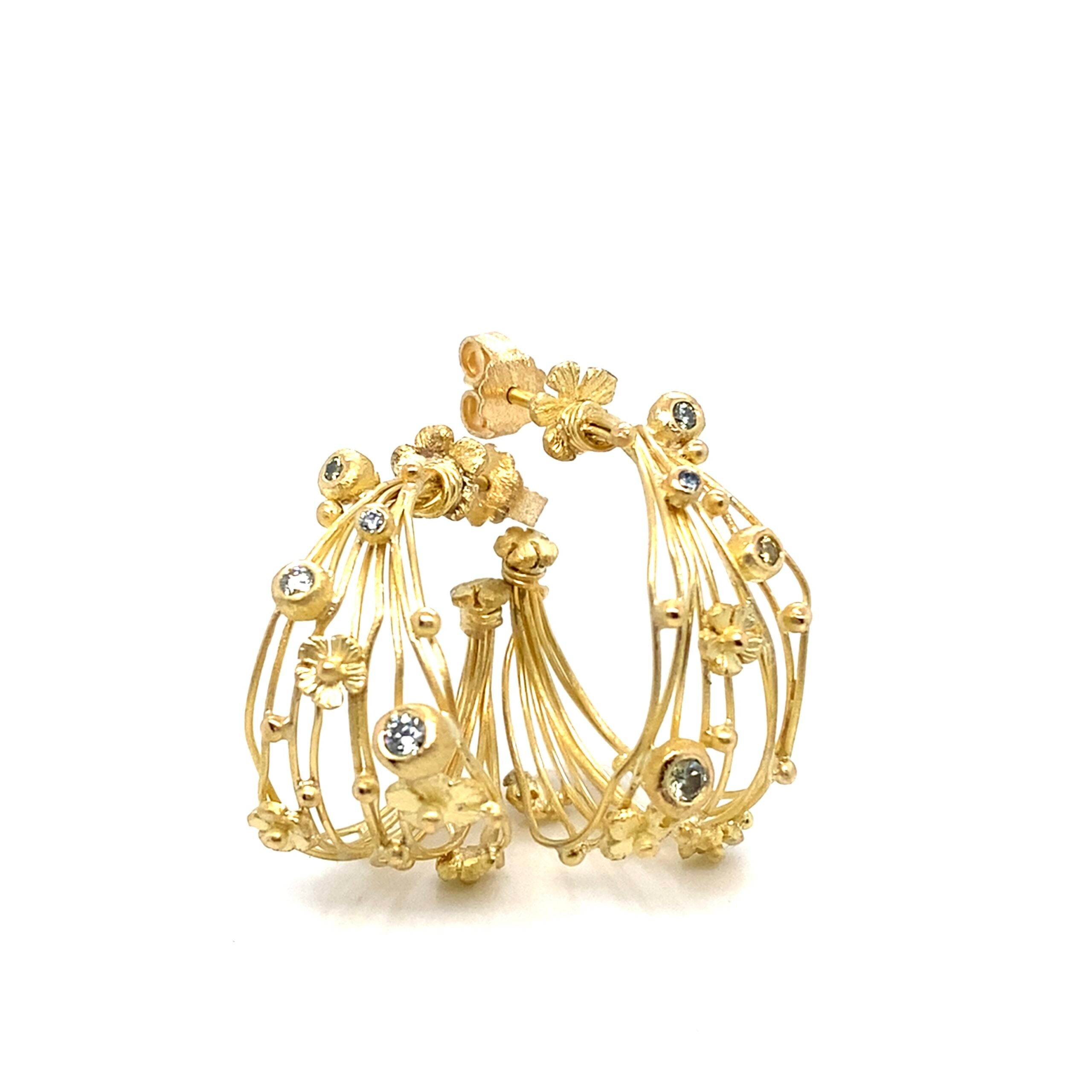 Basket hoop earrings with diamonds