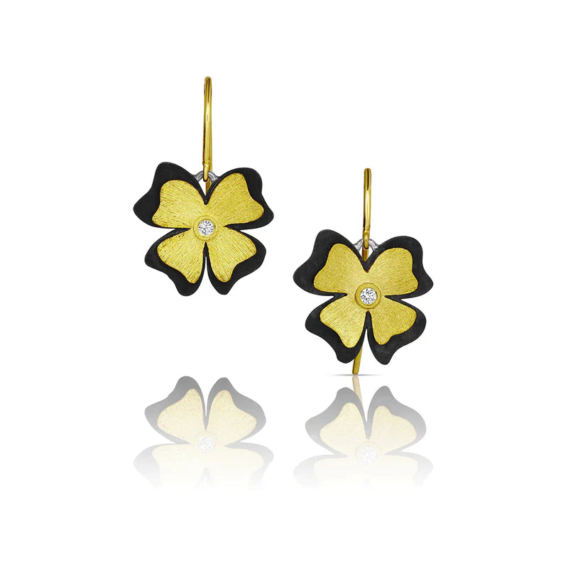 Flower Earrings with Diamonds