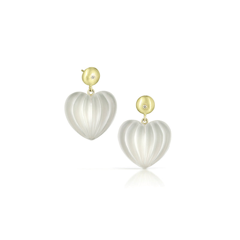 Wish Earrings with Quartz Gourds and Diamonds in 14K Green Gold