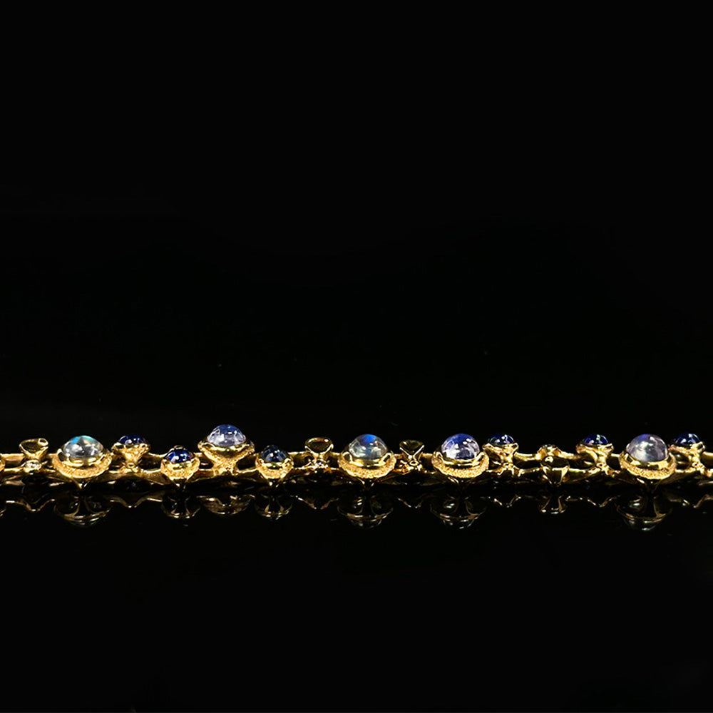 Moonstone and Sapphire "Music Notes" Bracelet