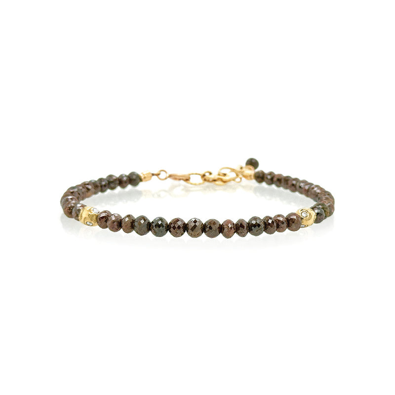 Chocolate Faceted Diamond Bead Bracelet